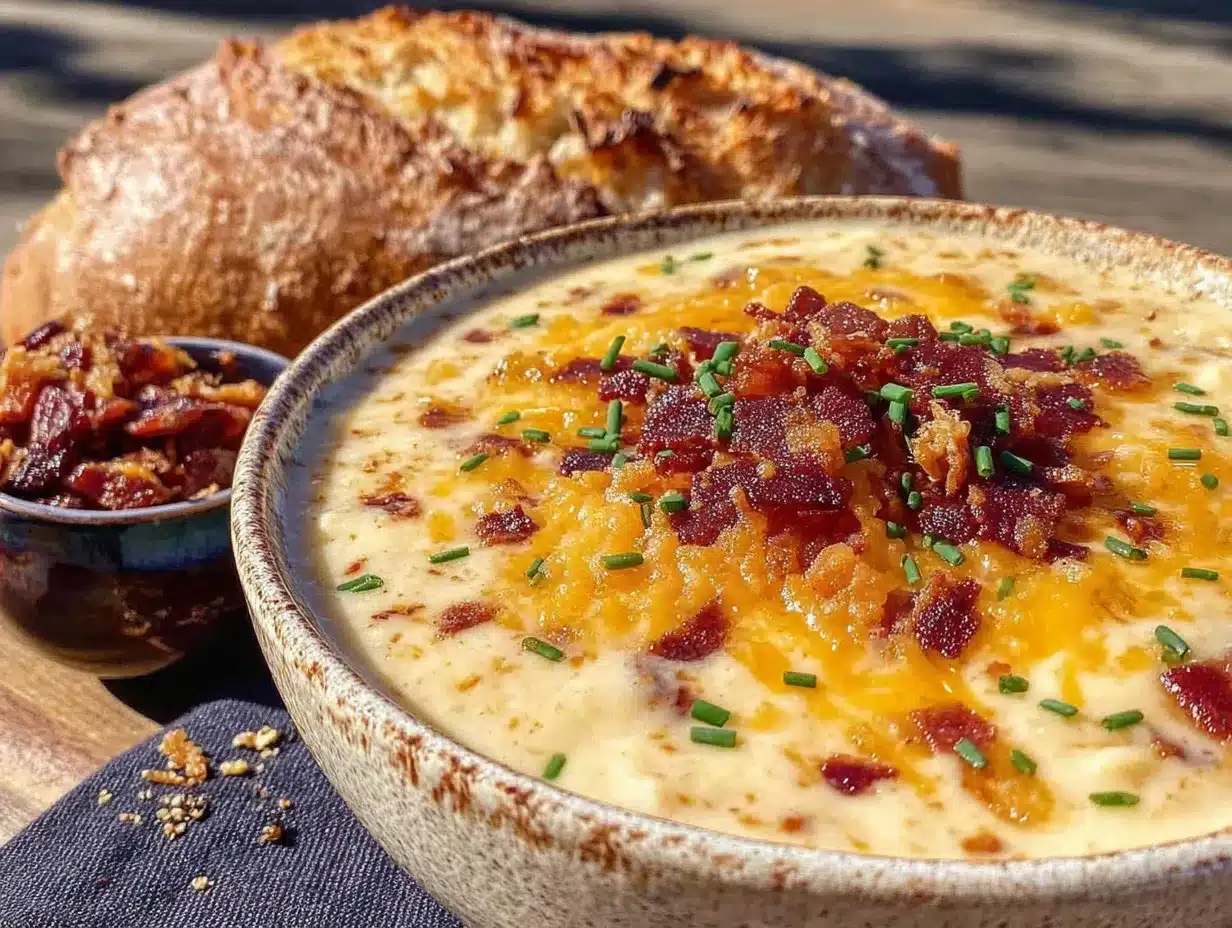 creamy loaded baked potato soup with bacon preparation steps