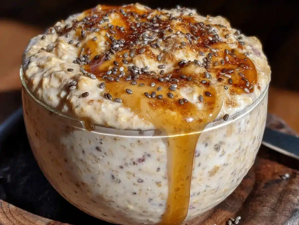 creamy maple chia overnight oats - featured image