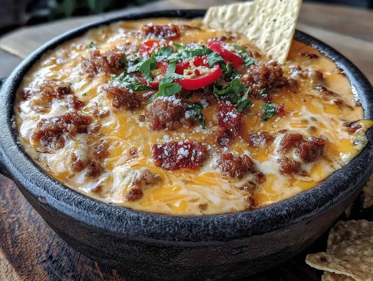 creamy smoky sausage queso dip preparation steps