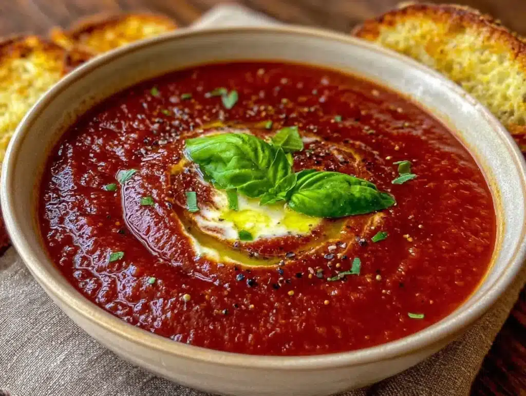 creamy tomato basil soup - featured image
