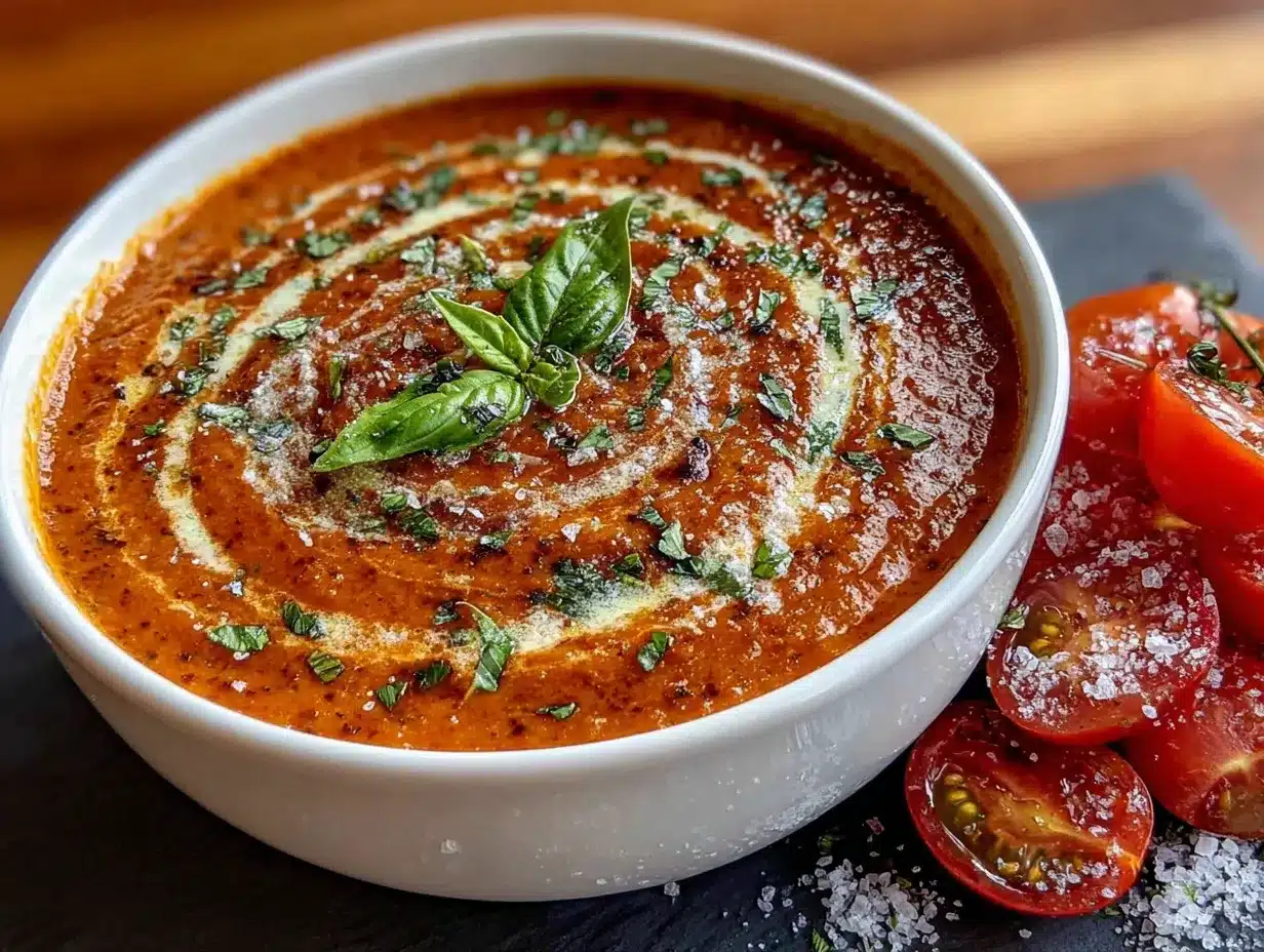 creamy tomato basil soup with fresh tomatoes preparation steps