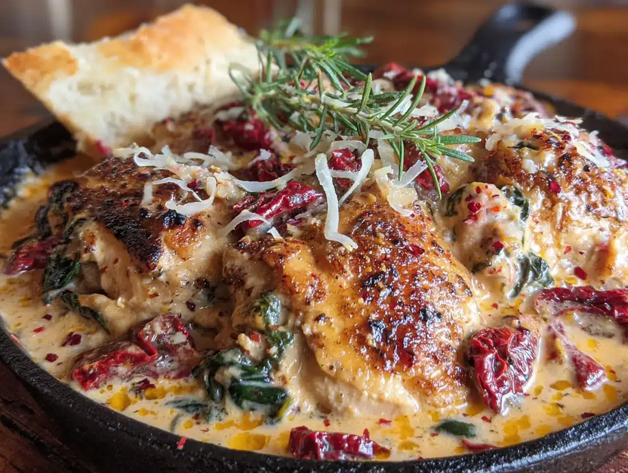 creamy tuscan garlic chicken skillet preparation steps