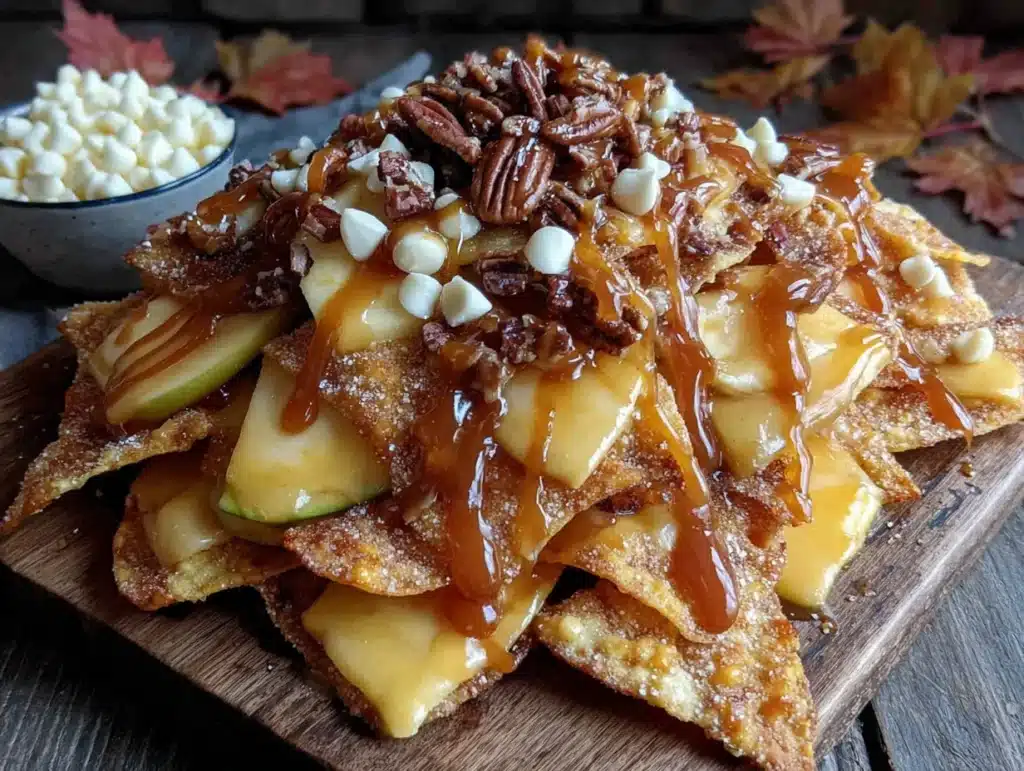 crispy caramel apple nachos - featured image