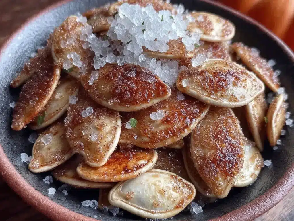 crispy cinnamon sugar pumpkin seeds - featured image