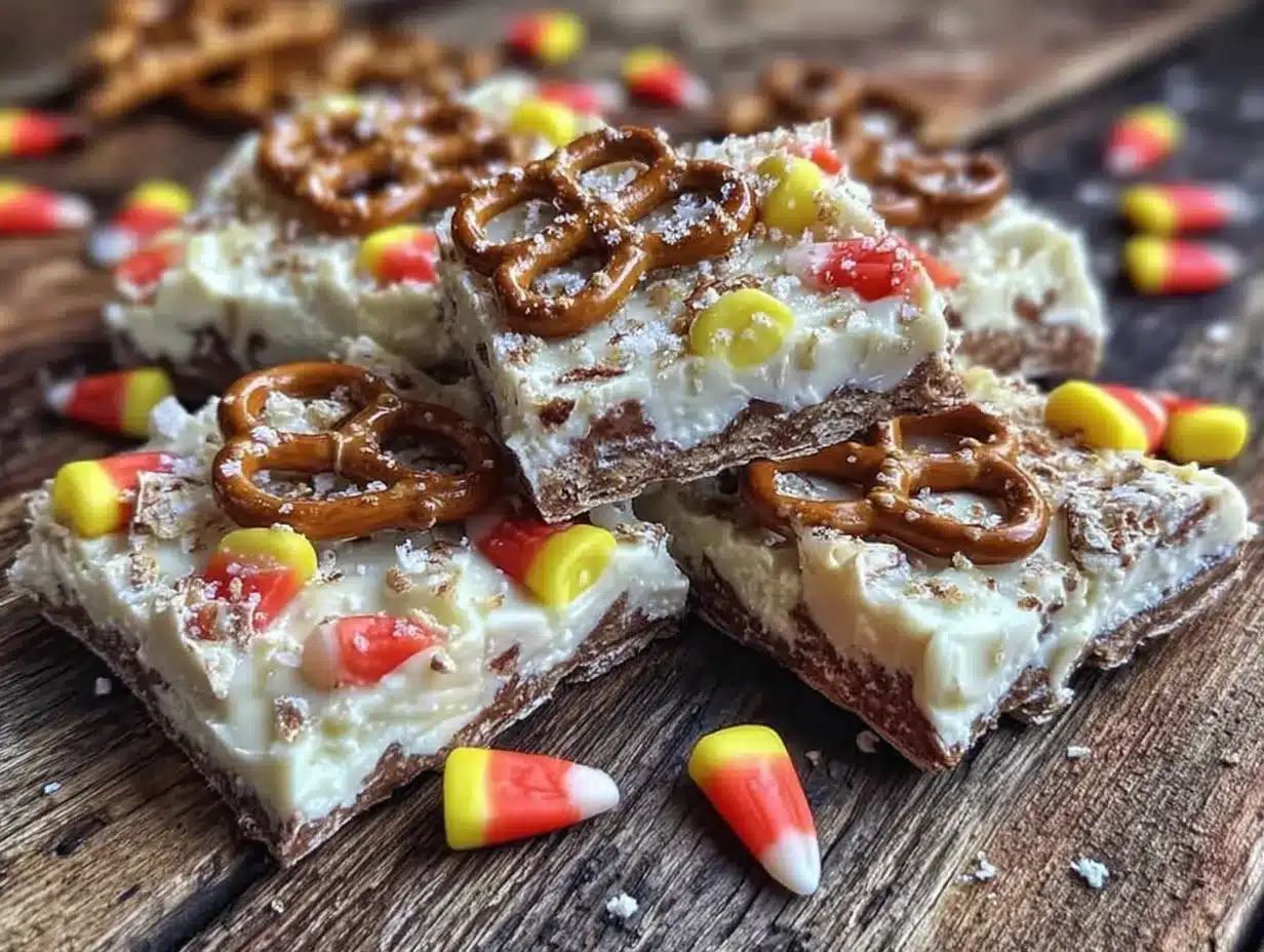 easy candy corn bark with pretzels preparation steps