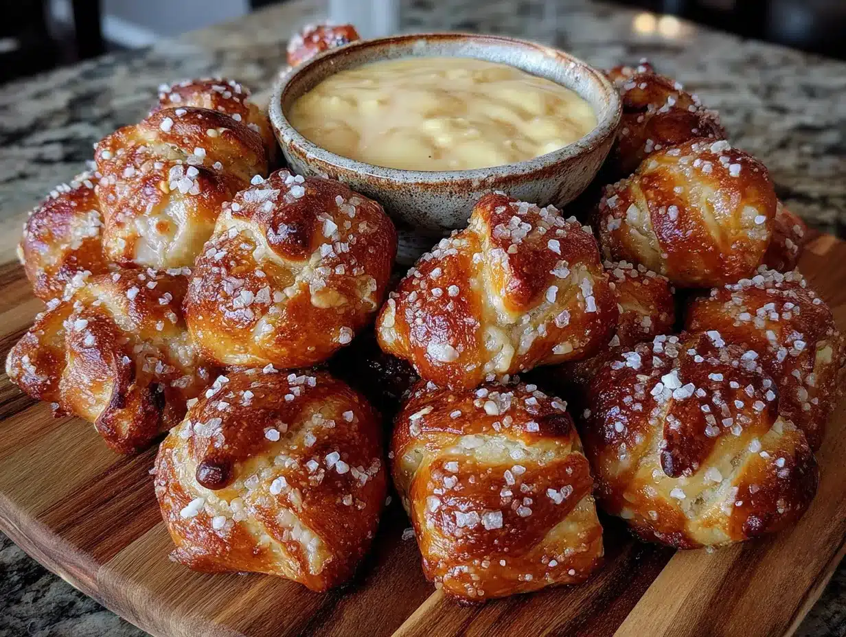 easy german pretzel bites with beer cheese dip preparation steps