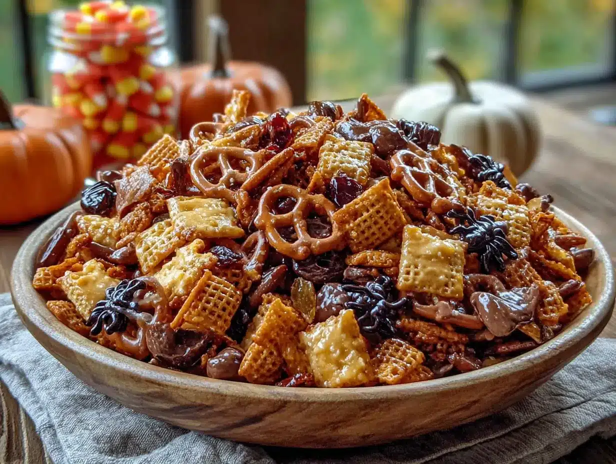 easy halloween snack mix preparation steps