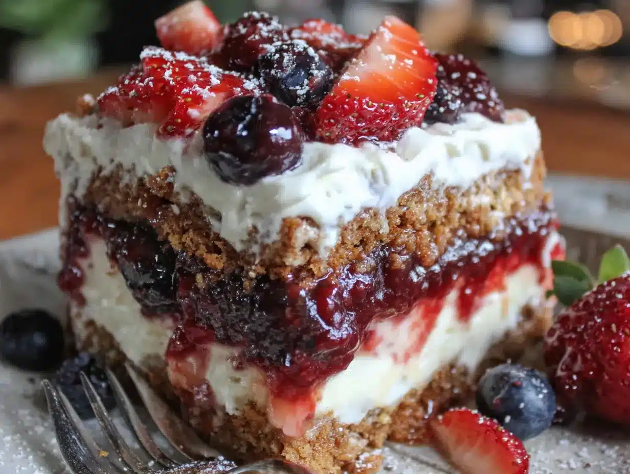 easy red white and blueberry icebox cake preparation steps