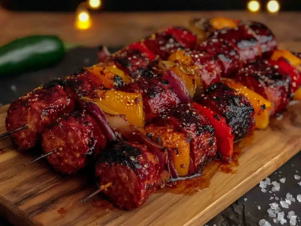 Easy Smoked Sausage and Pepper Skewers - featured image
