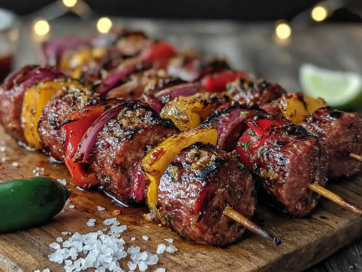 Easy Smoked Sausage and Pepper Skewers preparation steps