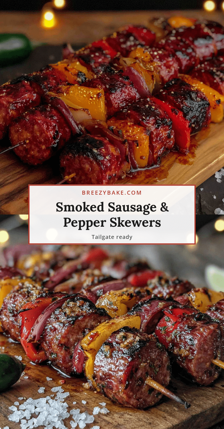 Easy Smoked Sausage and Pepper Skewers recipe