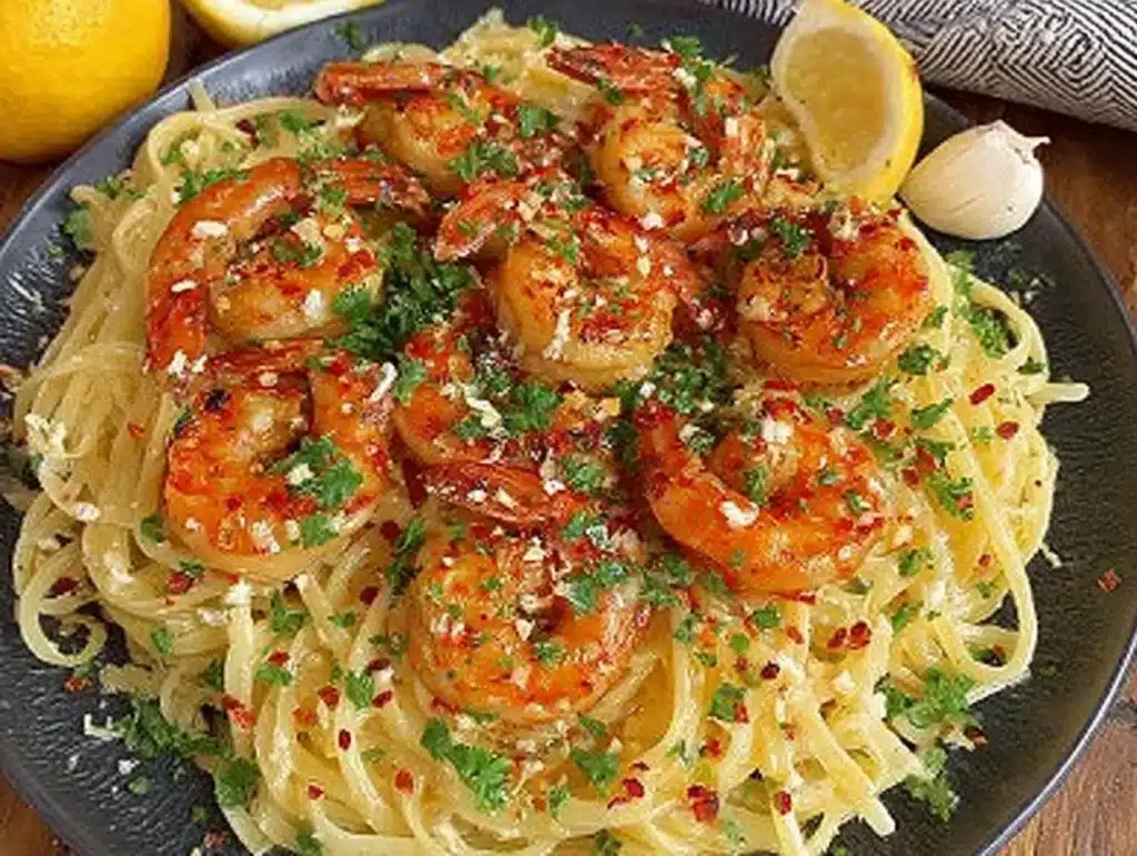 garlic butter shrimp scampi pasta - featured image
