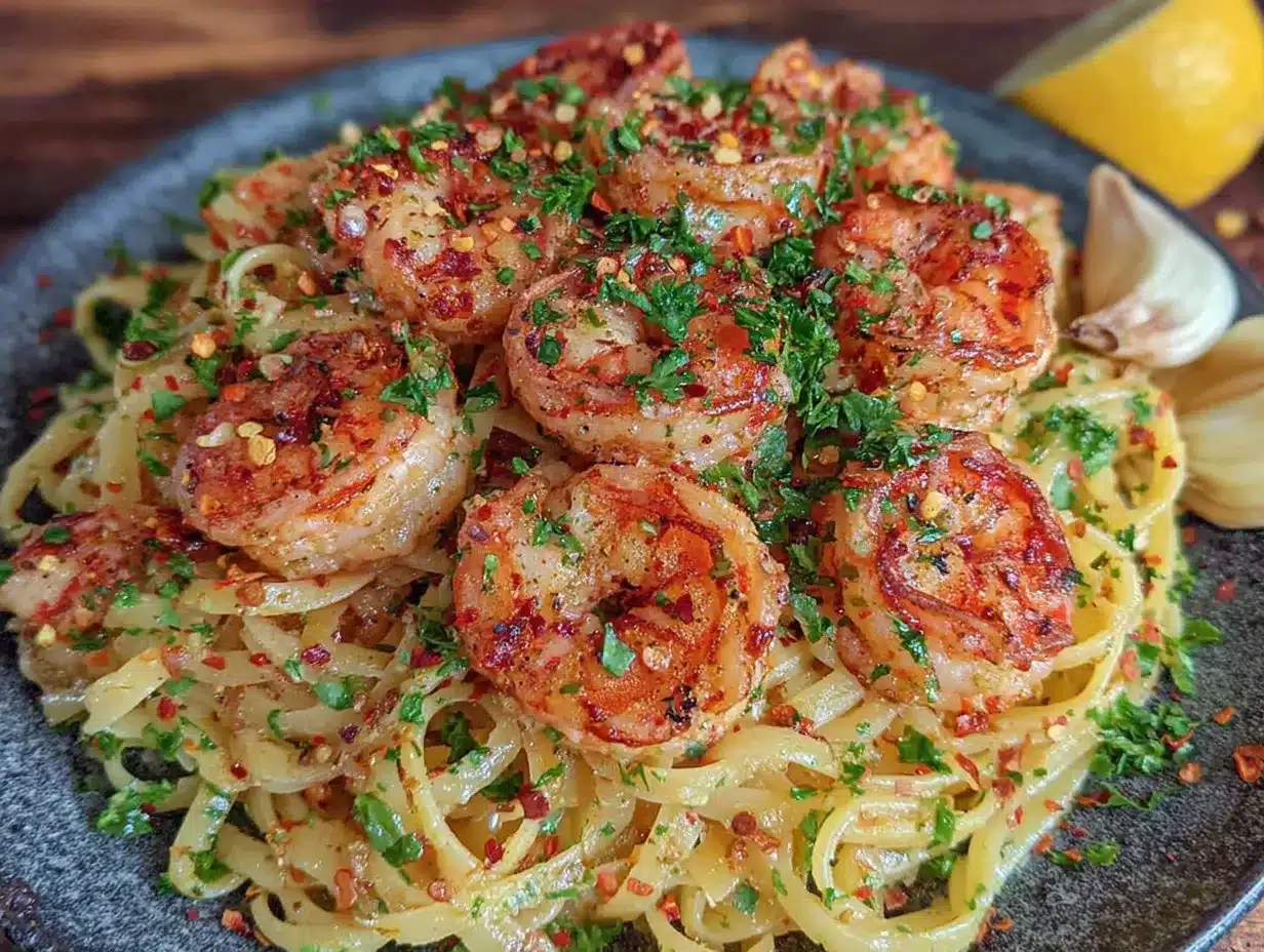 garlic butter shrimp scampi pasta preparation steps