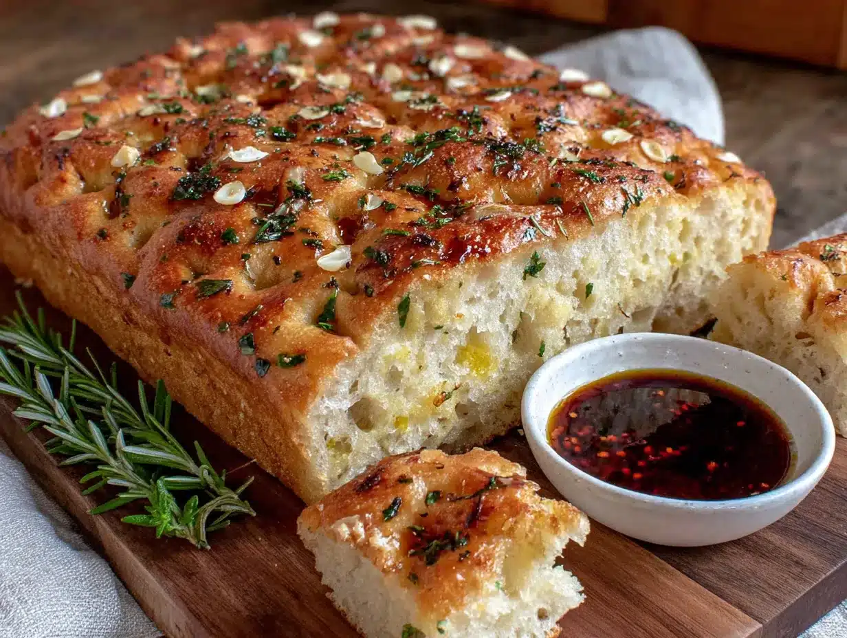 garlic herb sourdough focaccia preparation steps