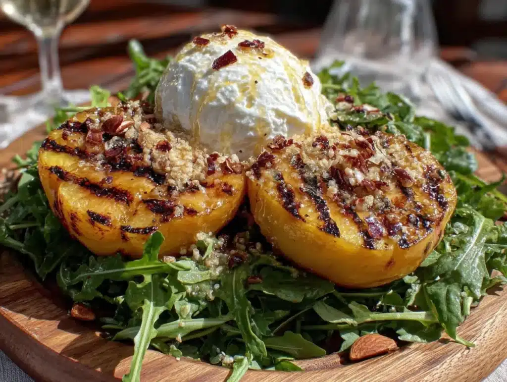 grilled peach and burrata salad - featured image