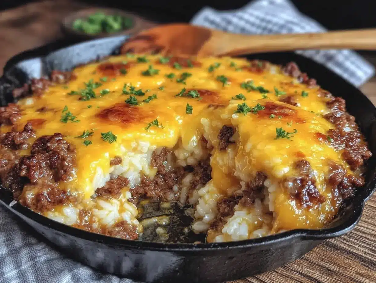 ground beef and rice skillet preparation steps