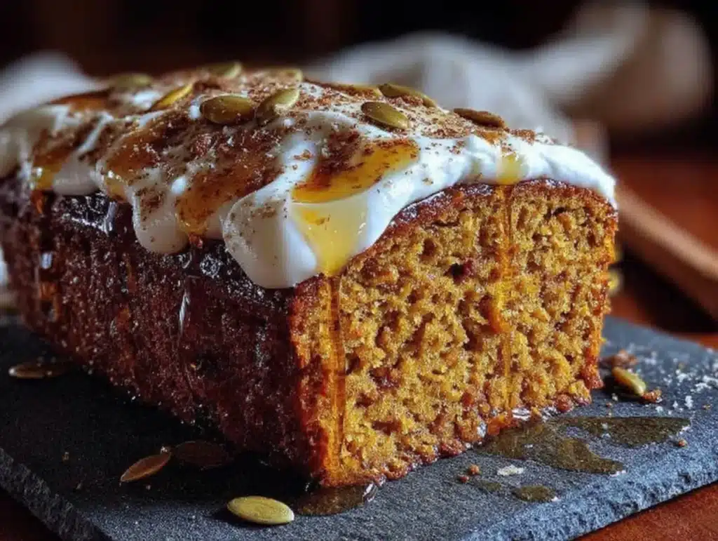 healthy greek yogurt pumpkin bread - featured image