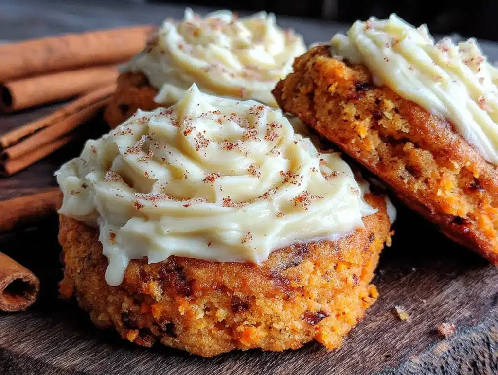iced pumpkin cookies with cream cheese icing - featured image