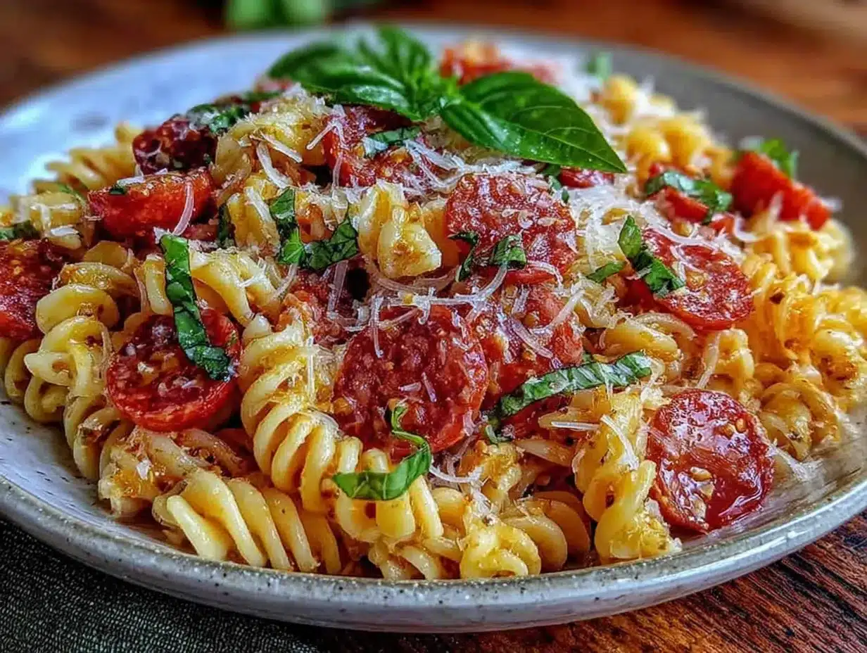 Italian pepperoni pasta salad preparation steps