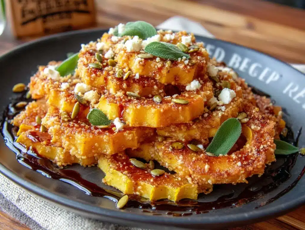maple roasted delicata squash with feta - featured image
