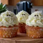 mini ghost cupcakes with buttercream faces - featured image