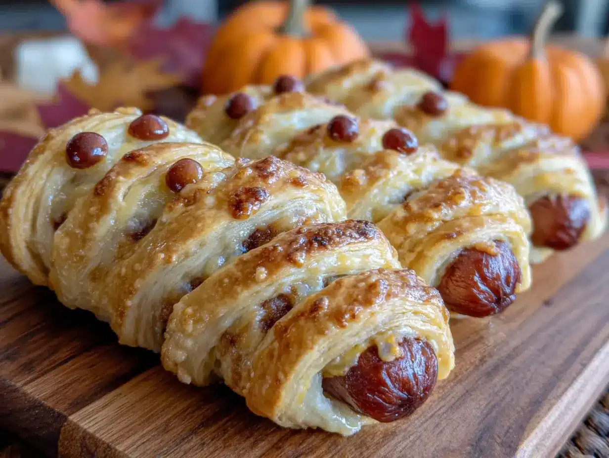mummy hot dogs with crescent roll wrap preparation steps