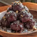no-bake chocolate peanut butter protein balls - featured image