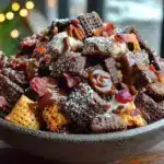 no-bake fall chocolate chex mix - featured image