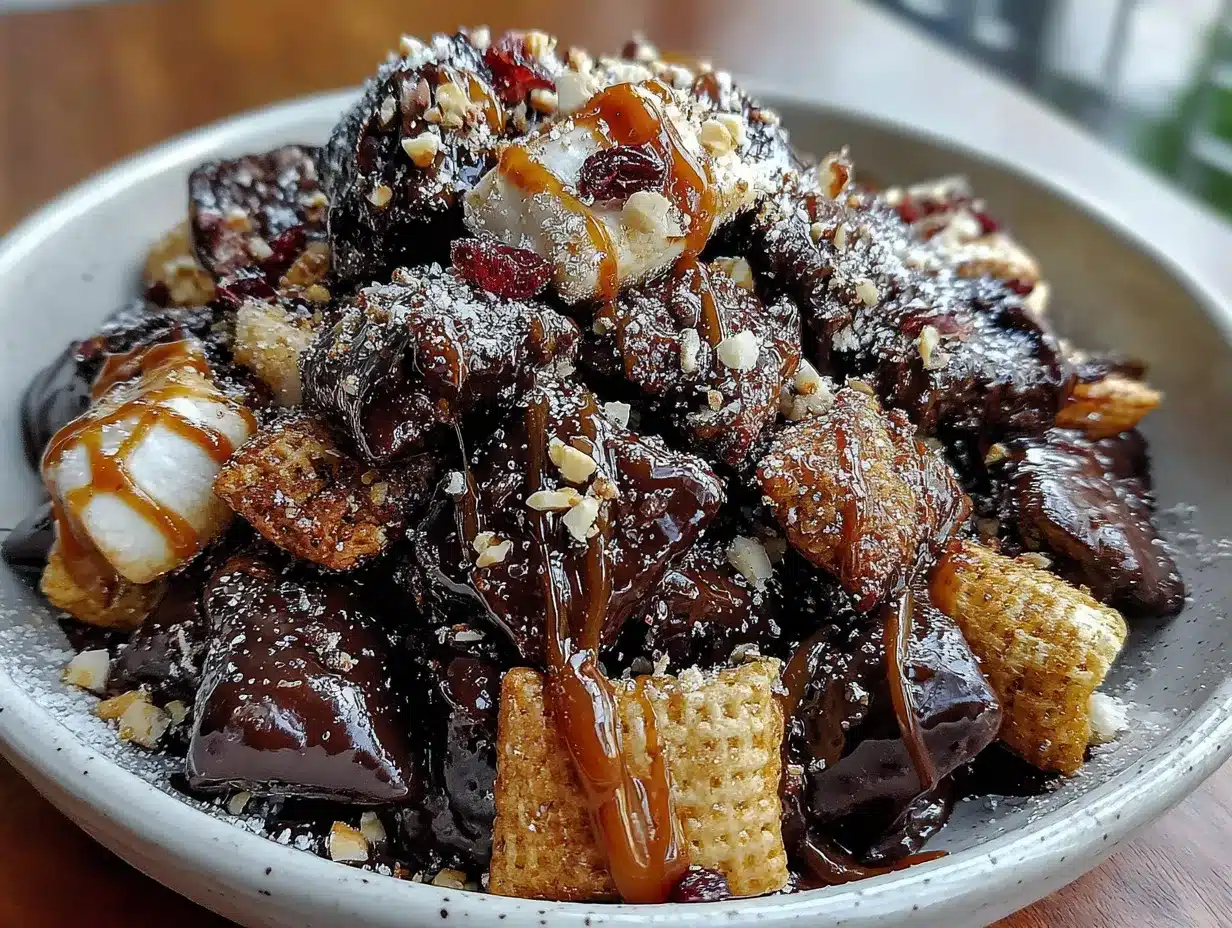 no-bake fall chocolate chex mix preparation steps