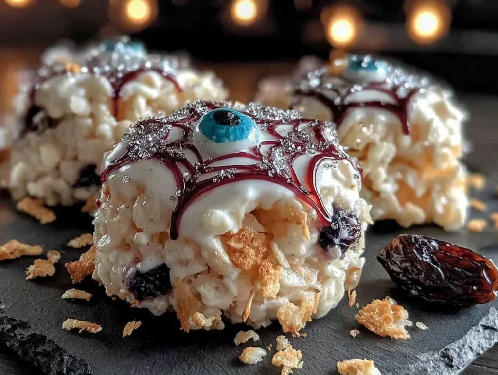 No-Bake Halloween Rice Krispie Eyeball Treats - featured image