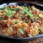 one-pan ground beef and rice skillet - featured image