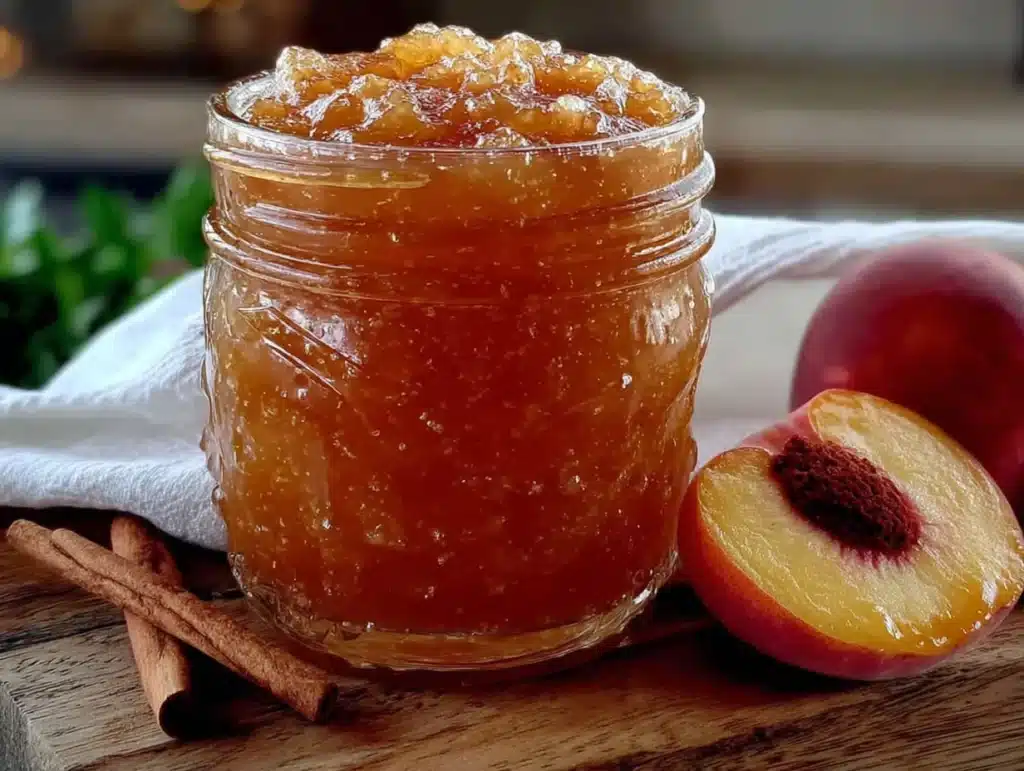 peach cinnamon freezer jam - featured image