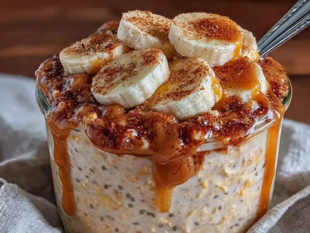 peanut butter banana overnight oats - featured image