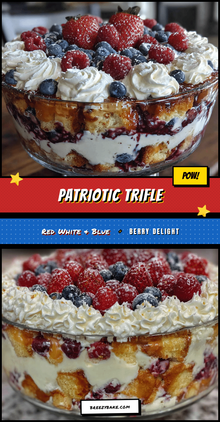 Perfect Red White and Blue Berry Trifle for Labor Day recipe
