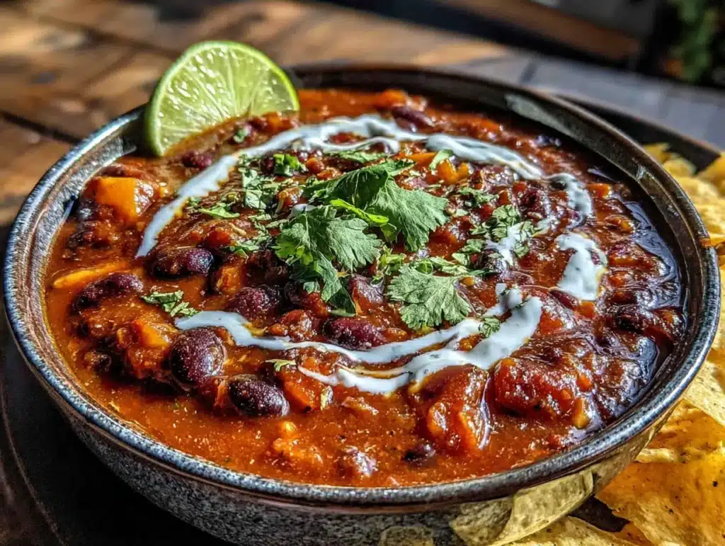 pumpkin chili with black beans - featured image