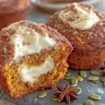 pumpkin muffins with cream cheese filling - featured image