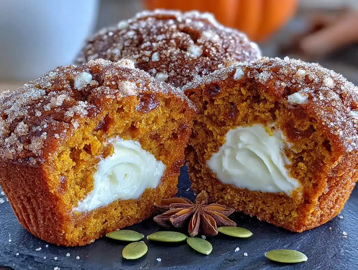 pumpkin muffins with cream cheese filling preparation steps