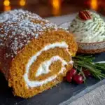 pumpkin roll with cream cheese filling - featured image