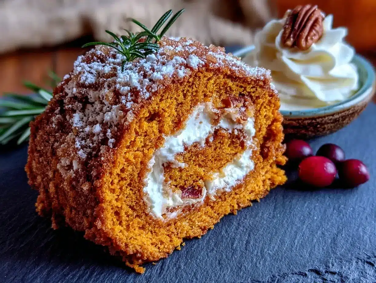 pumpkin roll with cream cheese filling preparation steps