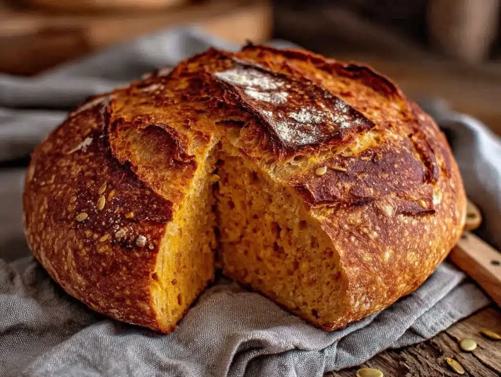 pumpkin sourdough discard bread - featured image