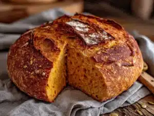 pumpkin sourdough discard bread - featured image