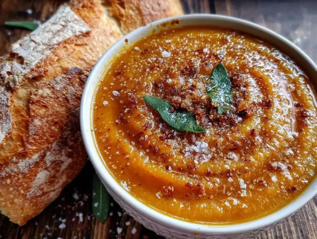roasted butternut squash soup with brown butter - featured image