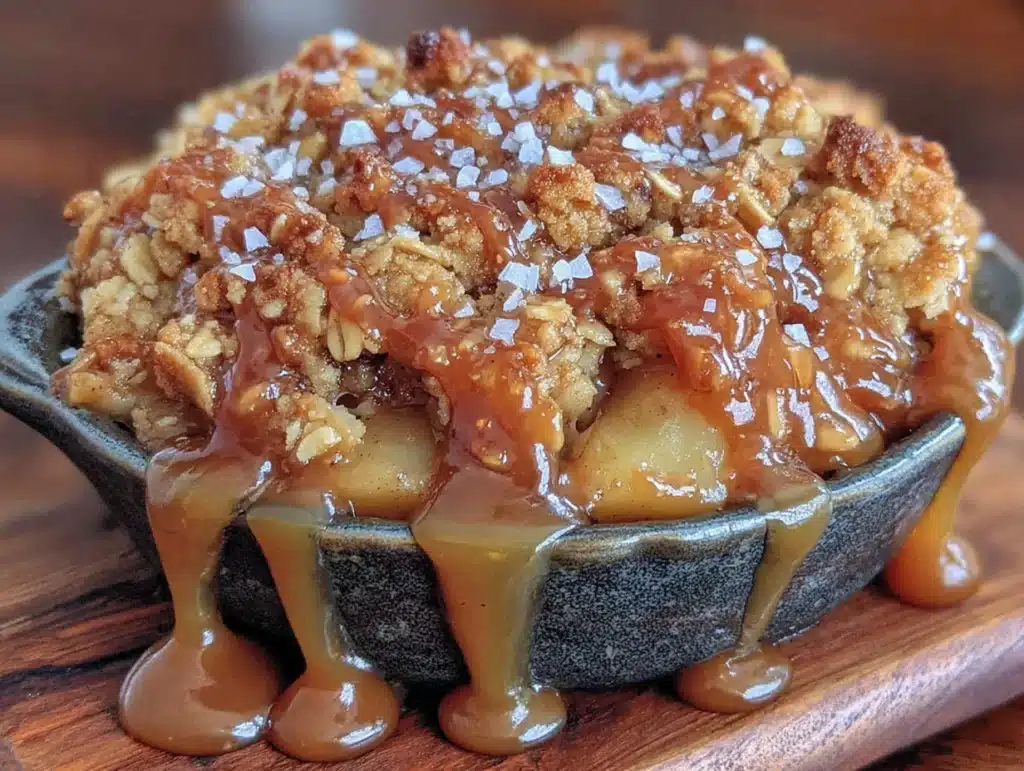 Salted caramel apple crisp - featured image