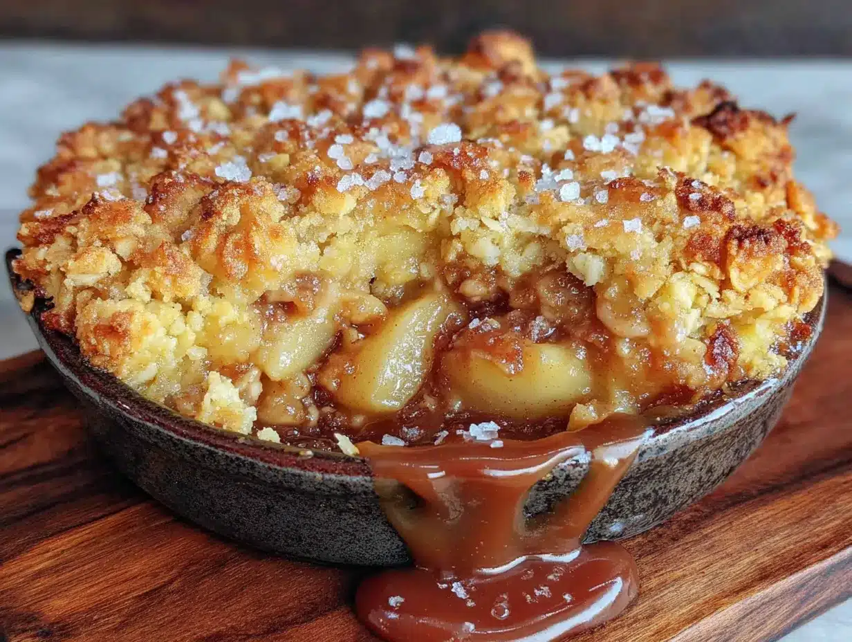 Salted caramel apple crisp preparation steps