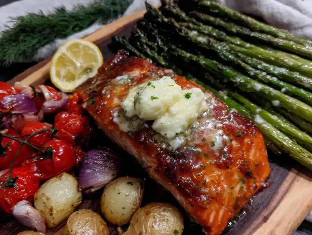 sheet pan salmon lemon garlic butter - featured image