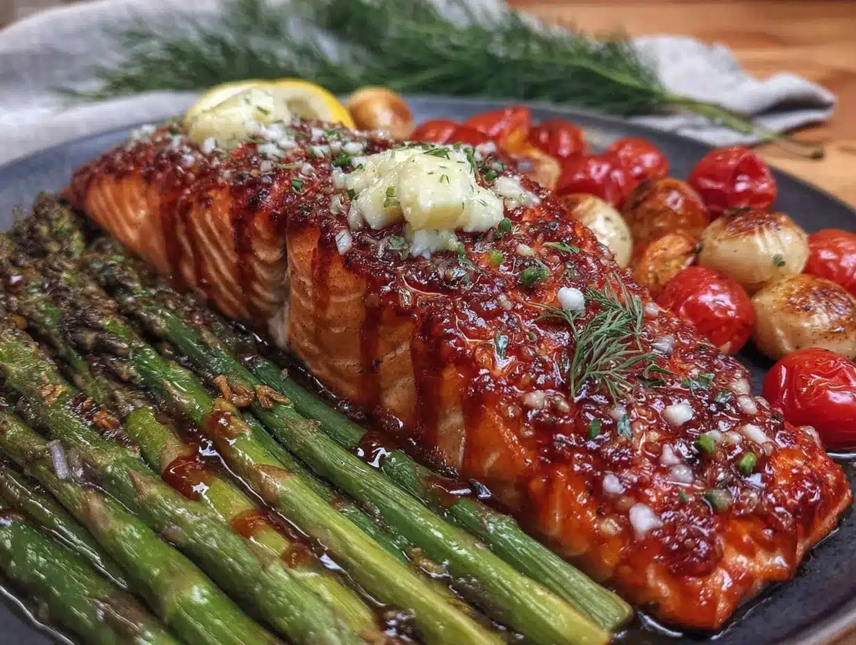 sheet pan salmon lemon garlic butter preparation steps
