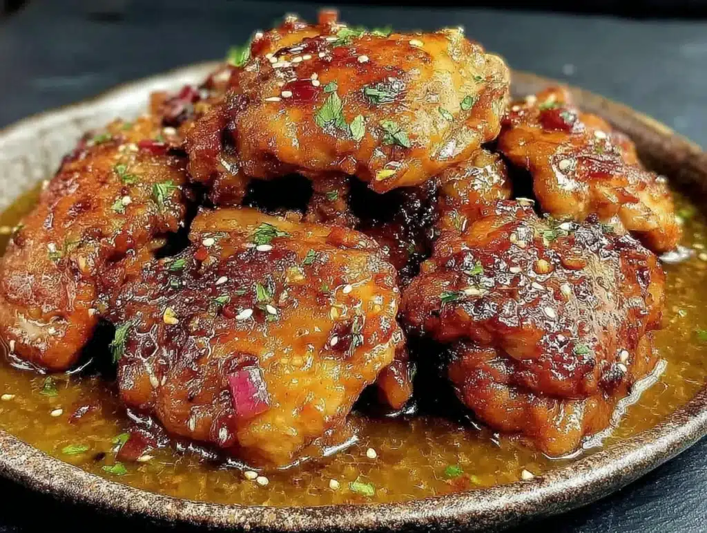 slow cooker honey garlic chicken thighs - featured image