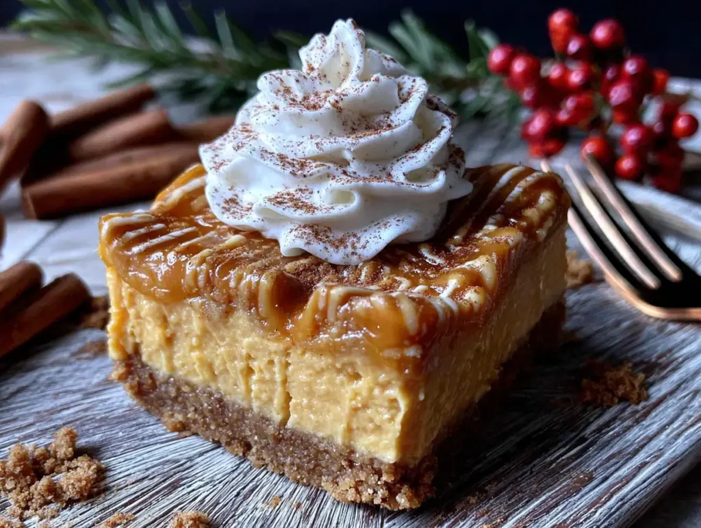 spiced pumpkin cheesecake bars - featured image