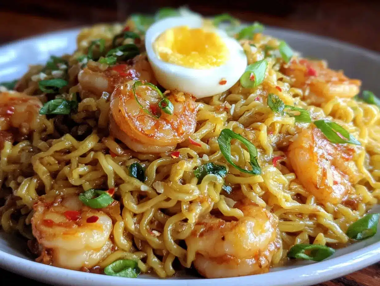 Spicy Garlic Butter Ramen Noodle Stir-Fry preparation steps