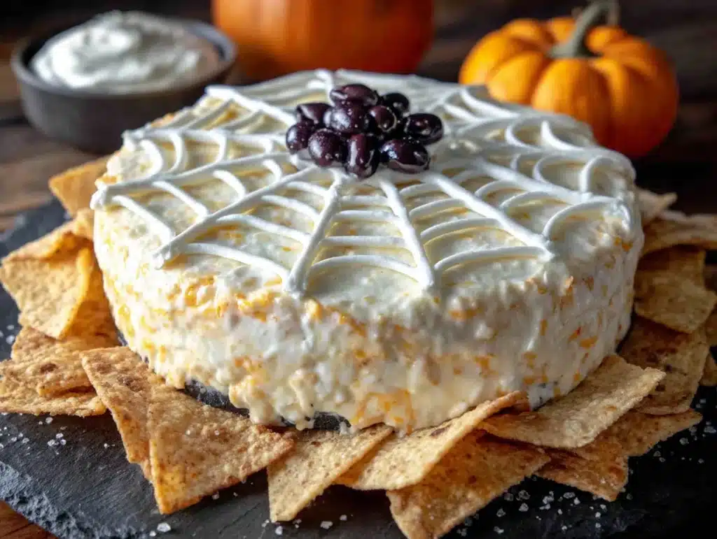 spooky spiderweb taco dip - featured image
